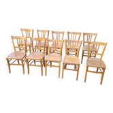 Set of 10 vintage bistro chairs from the 1950s-60s.