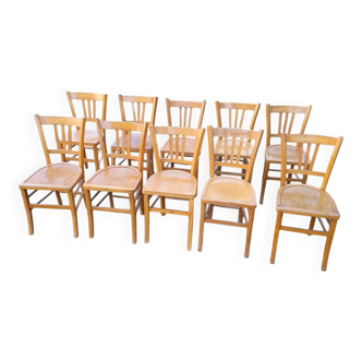 Set of 10 vintage bistro chairs from the 1950s-60s.