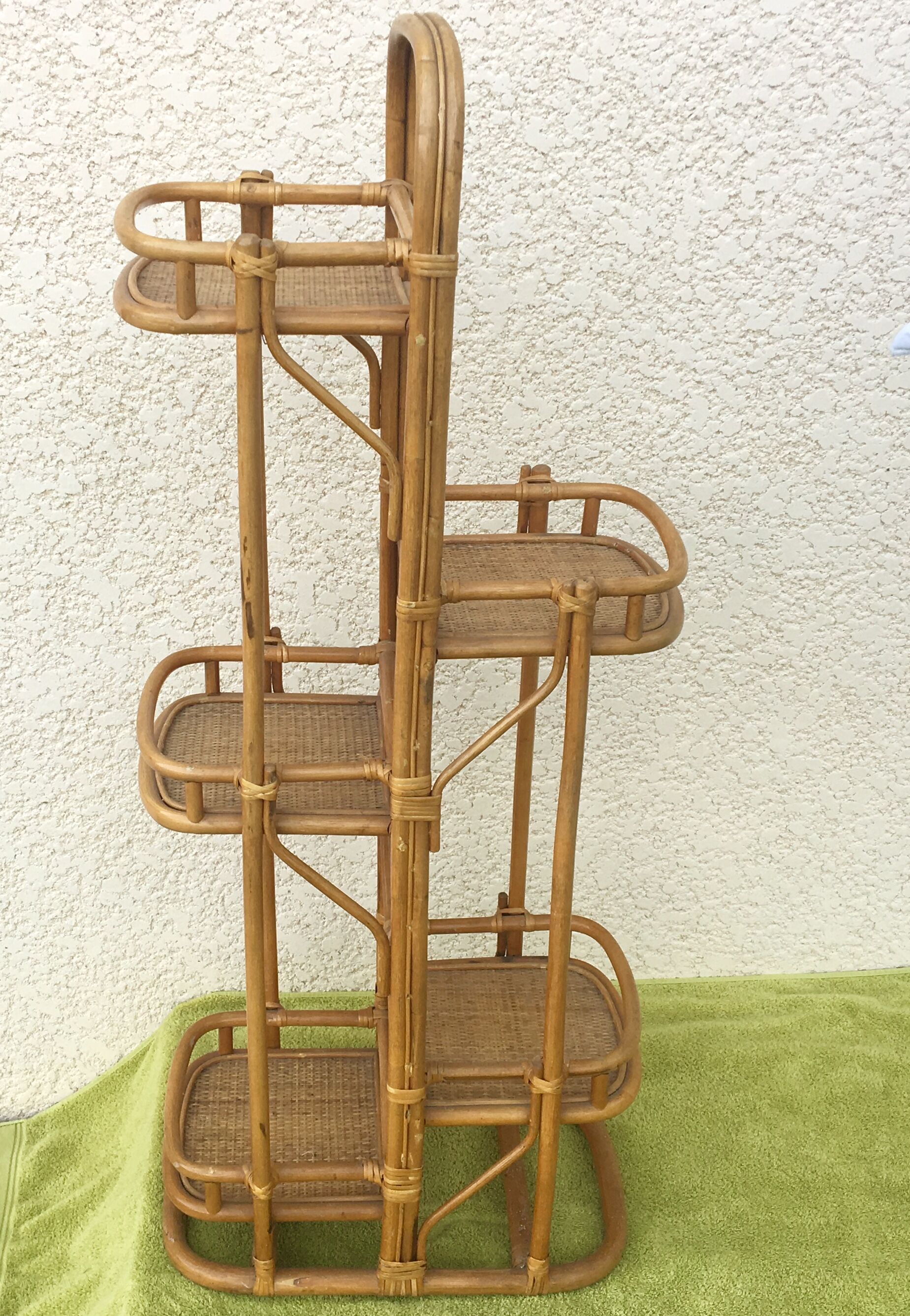 Rattan and bamboo plant rack from the 70s