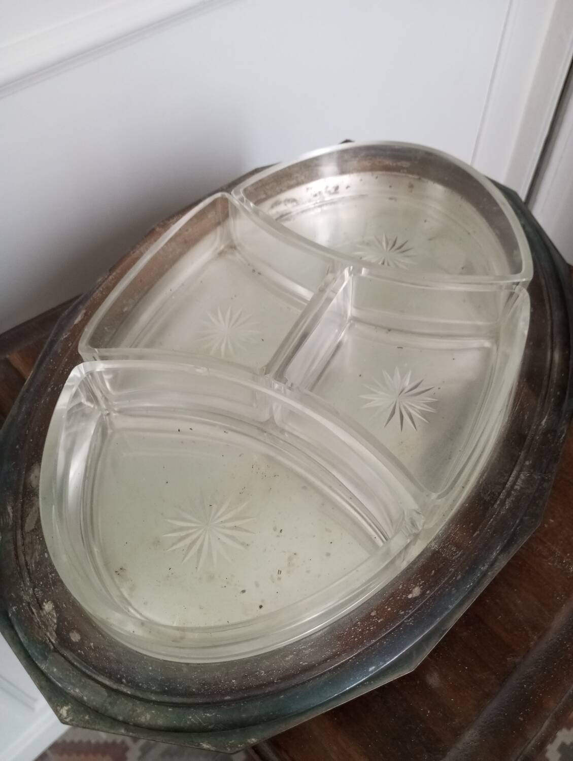 Silver-plated metal appetizer serving tray