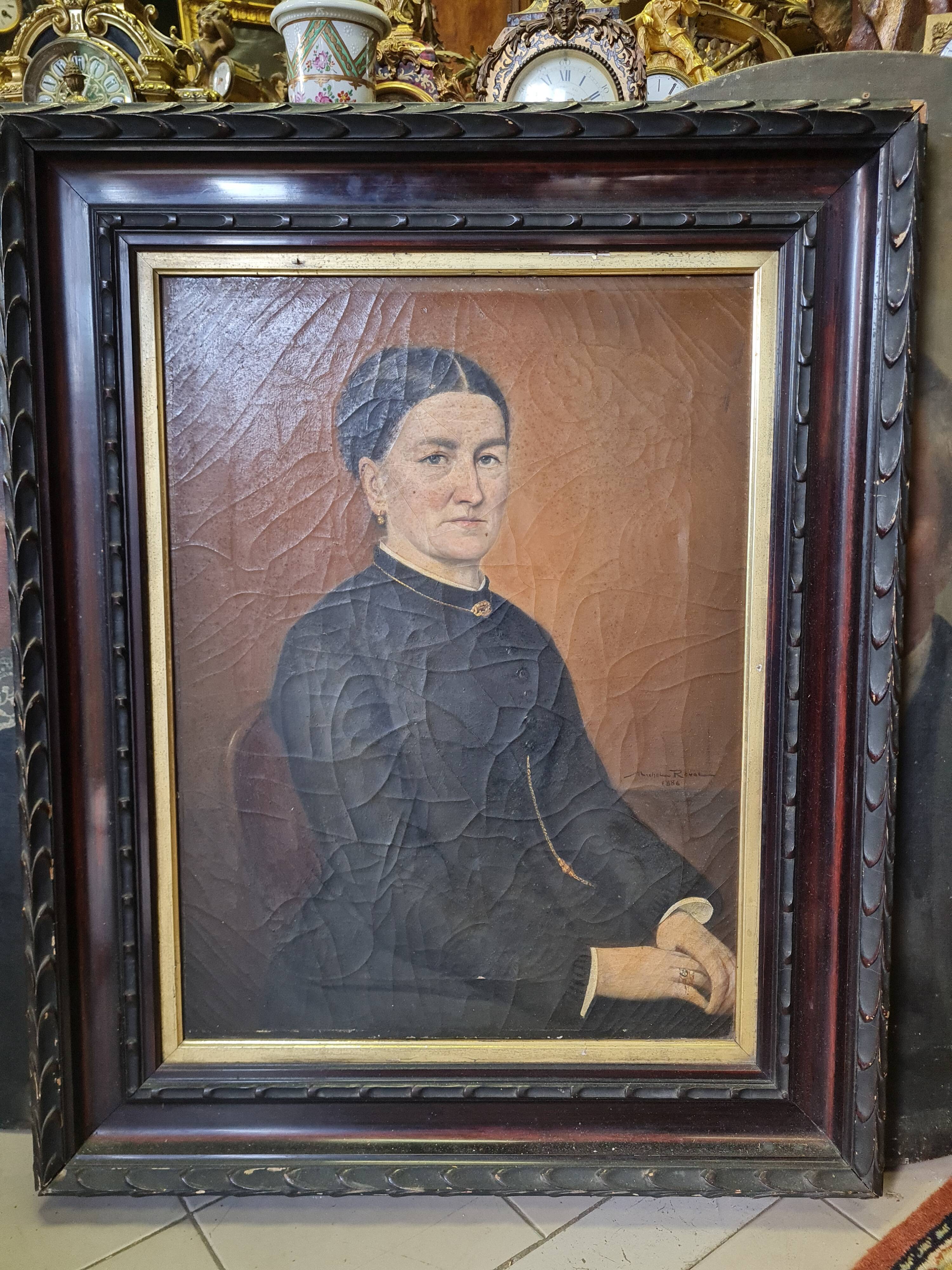 XIX th century, portrait of woman oil on canvas