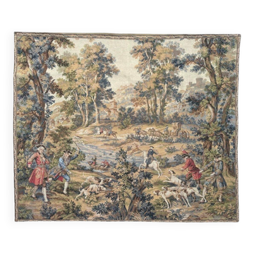 Vintage Aubusson jacquard tapestry "Hunting Scene"