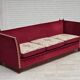 1970s, Danish 3-seater drop arm "Spanish" sofa, red furniture velour.