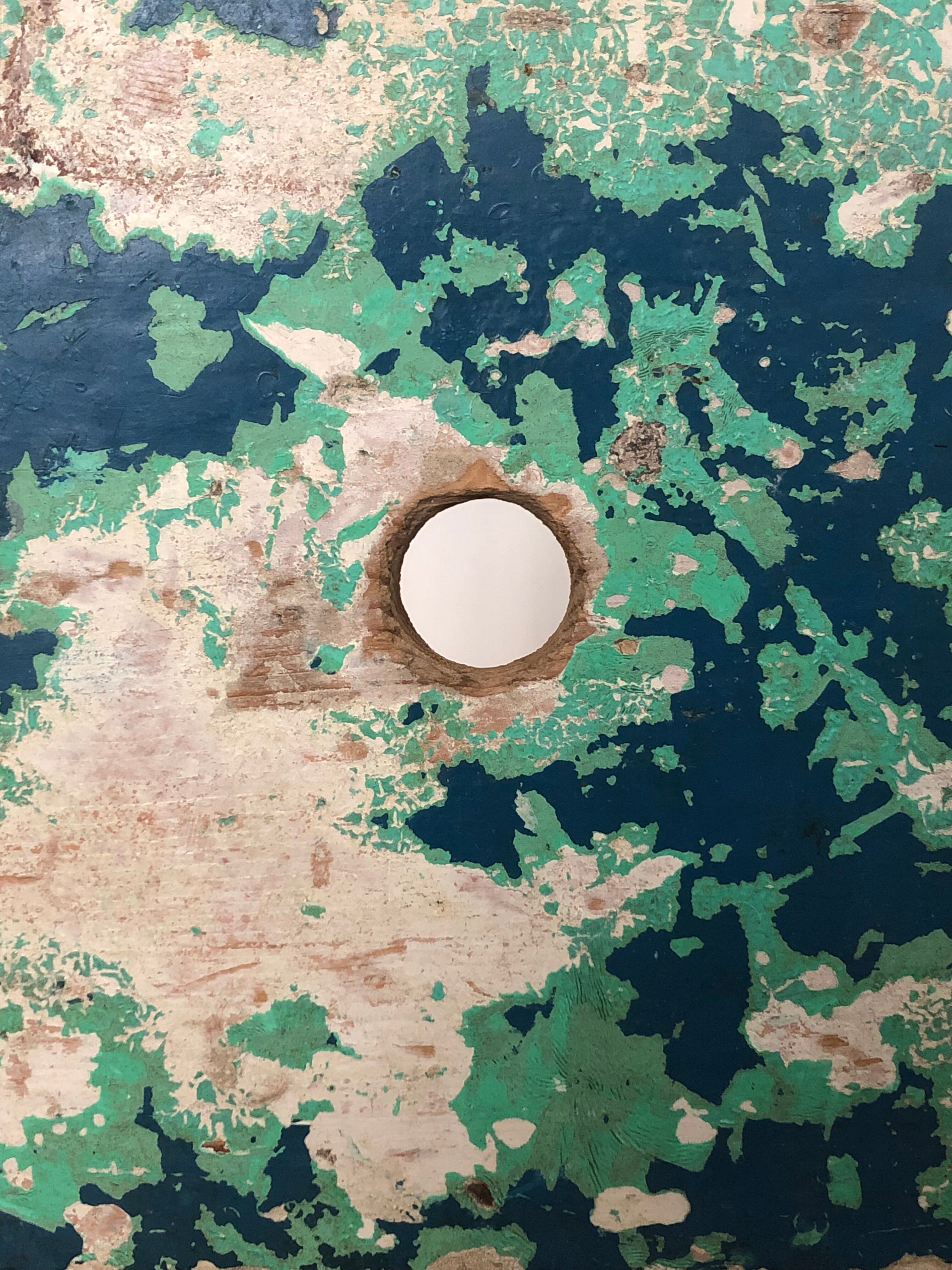 Old stool, green, wabi-sabi