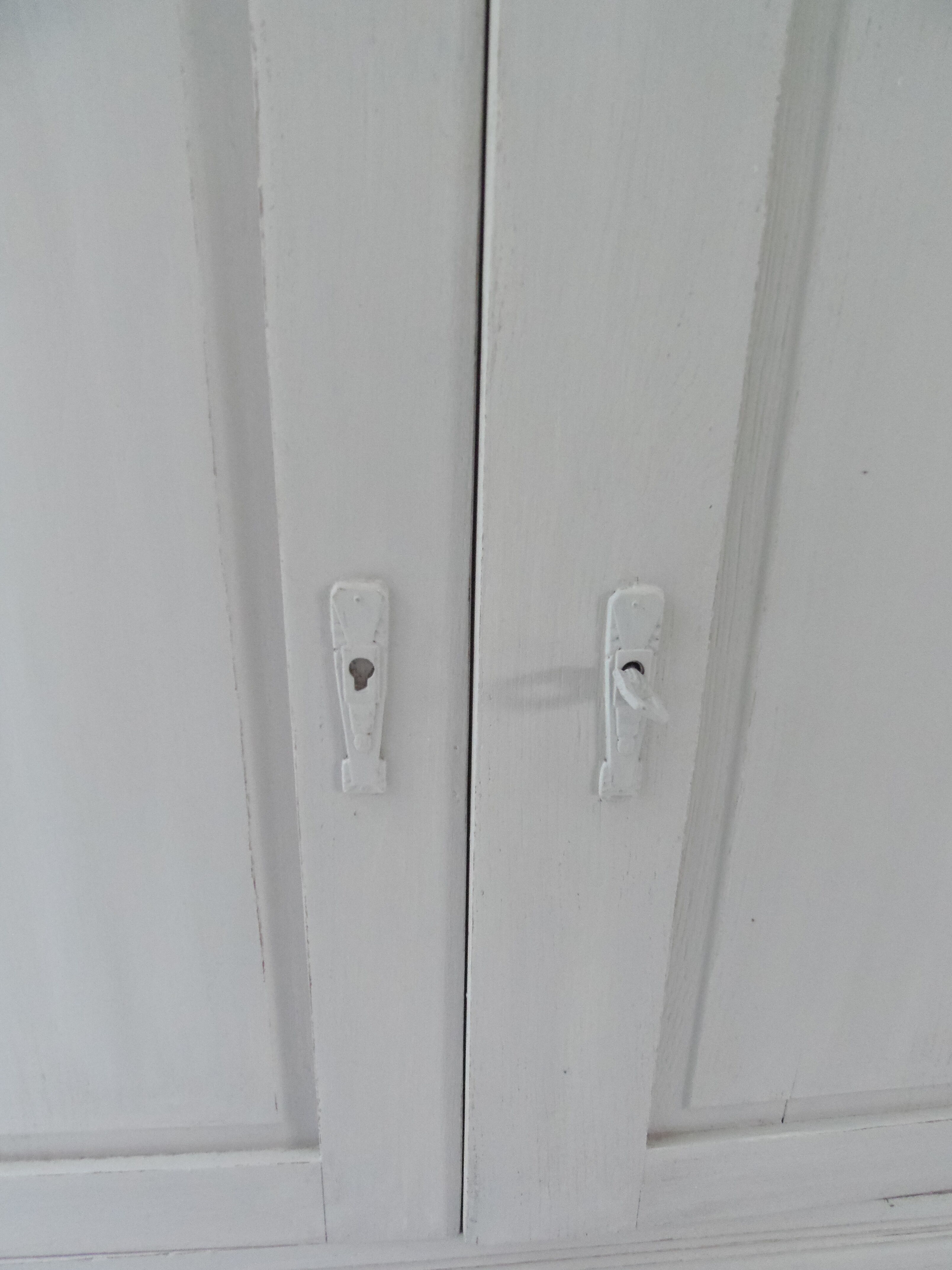 Art Deco sideboard patinated pearl gray, oak top.