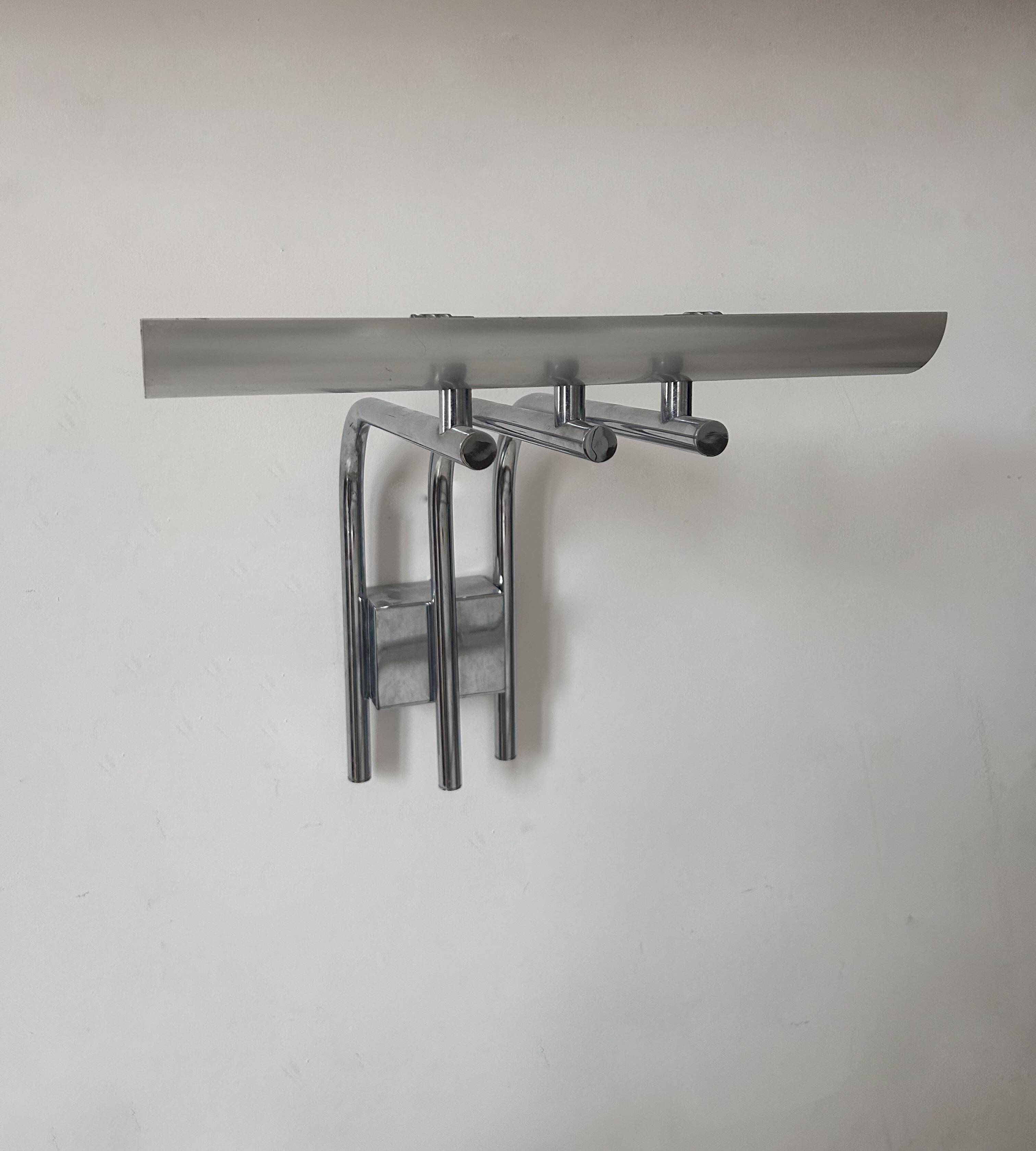 Pair of vintage Lumière Studio glass wall lights, chrome-plated metal, France 1970