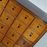 Grande apothicairerie / meuble d'école industrielle néerlandaise en hêtre, milieu du 20e siècle