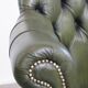 Chesterfield office chair in green cowhide leather on casters with high back