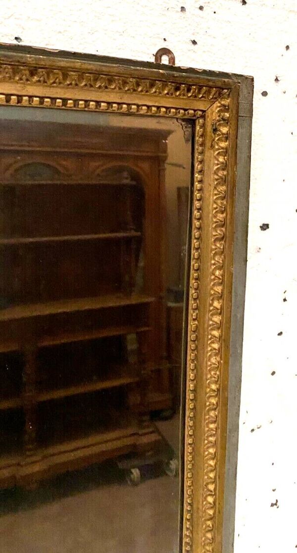 Miroir de style Louis XVI en bois et stuc doré XIX siècle Trumeau de cheminée
