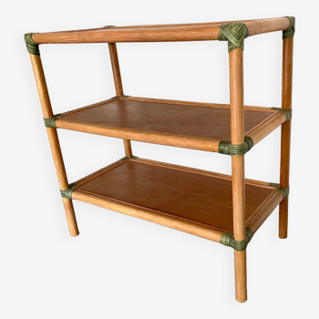 Low bamboo and rattan shelf from the 80s