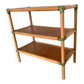 Low bamboo and rattan shelf from the 80s
