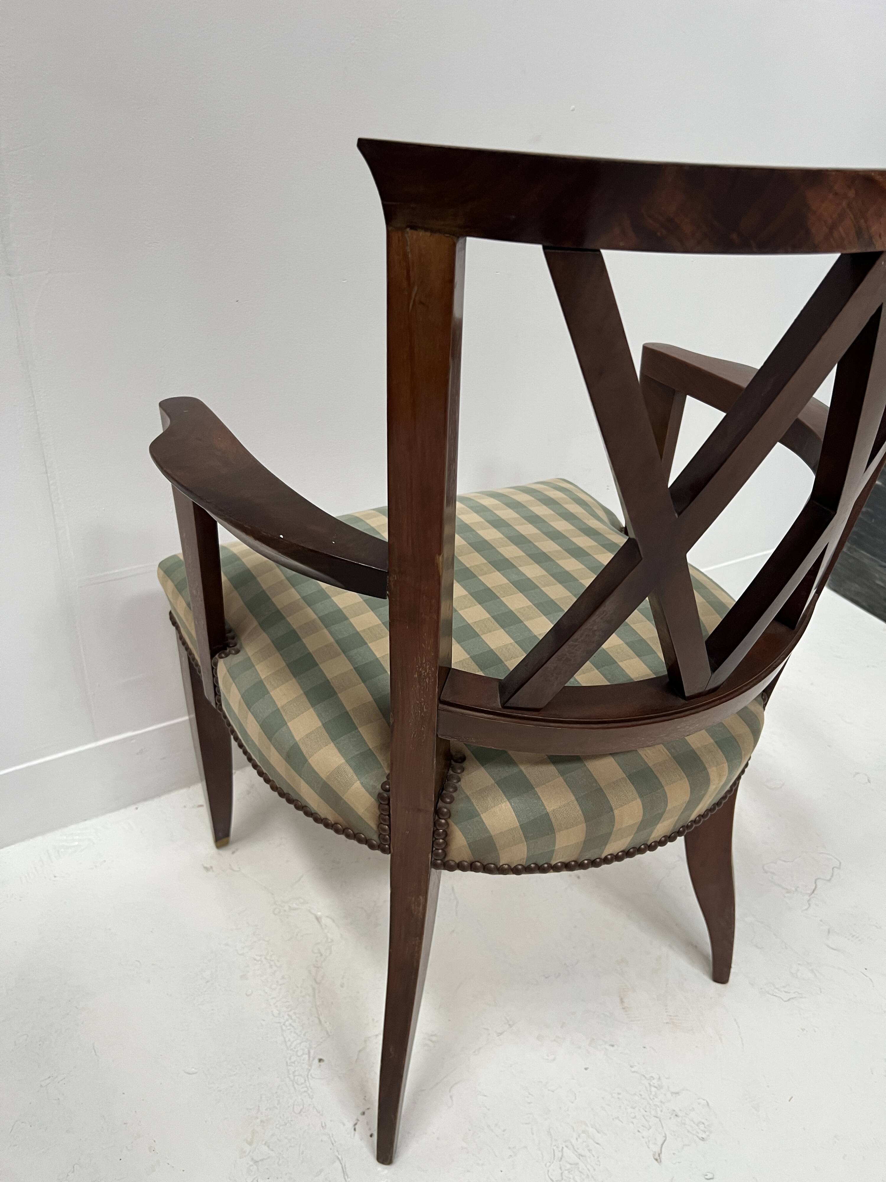Art Deco office chair in solid mahogany, 20th century.