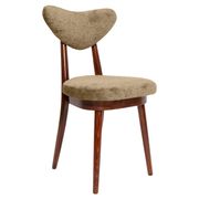 Vintage olive green heart-shaped velvet armchair, Europe, 1960s