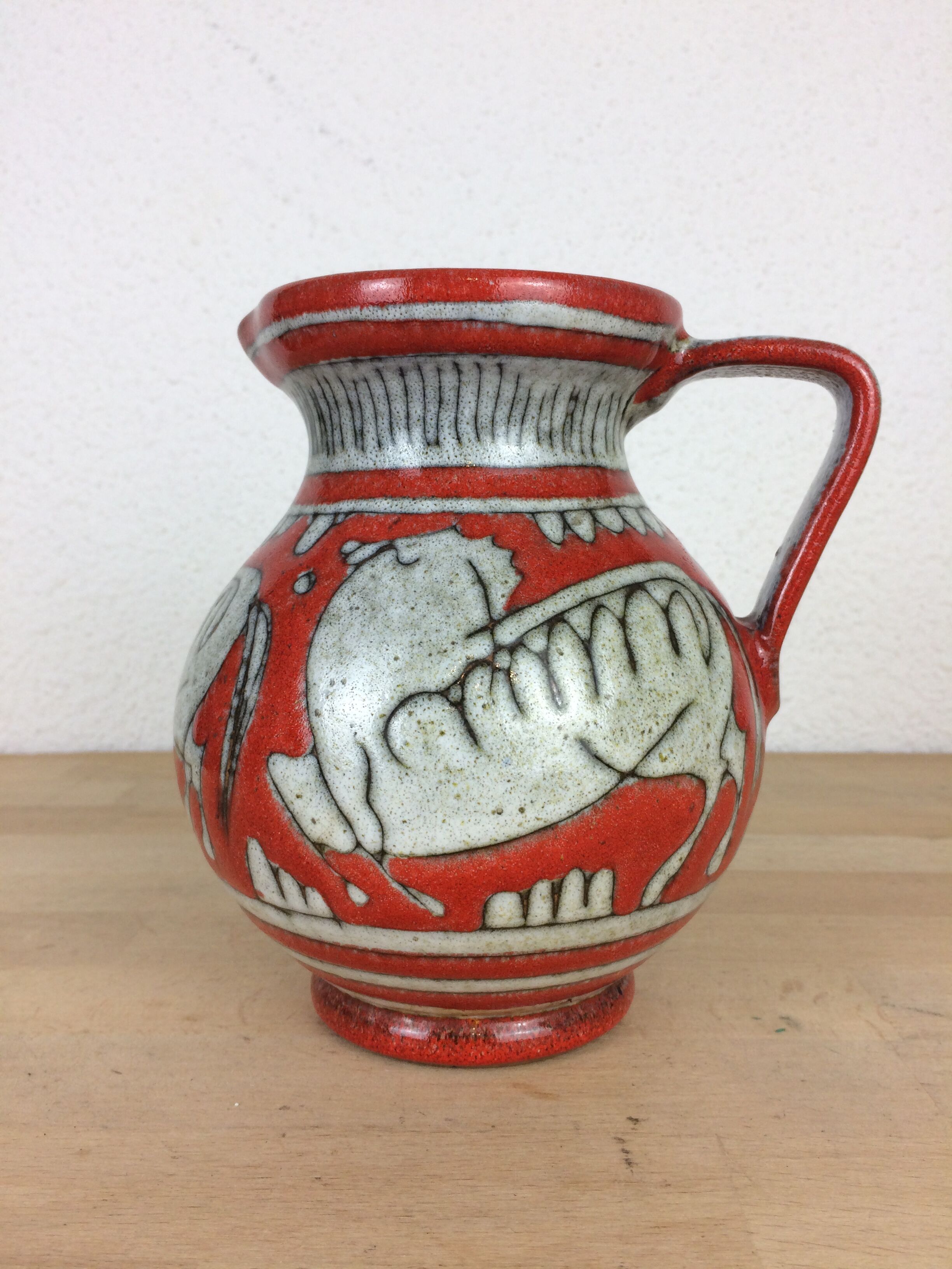 Fratelli Fanciullacci horse vase, orange ceramic