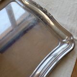 Grand plateau de service vintage en métal argenté