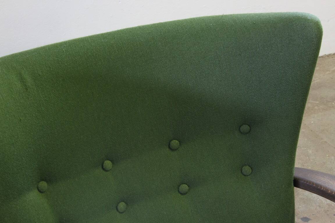 1960s vintage mid-century lounge chair, dark stained oak style of Viggo Boesen