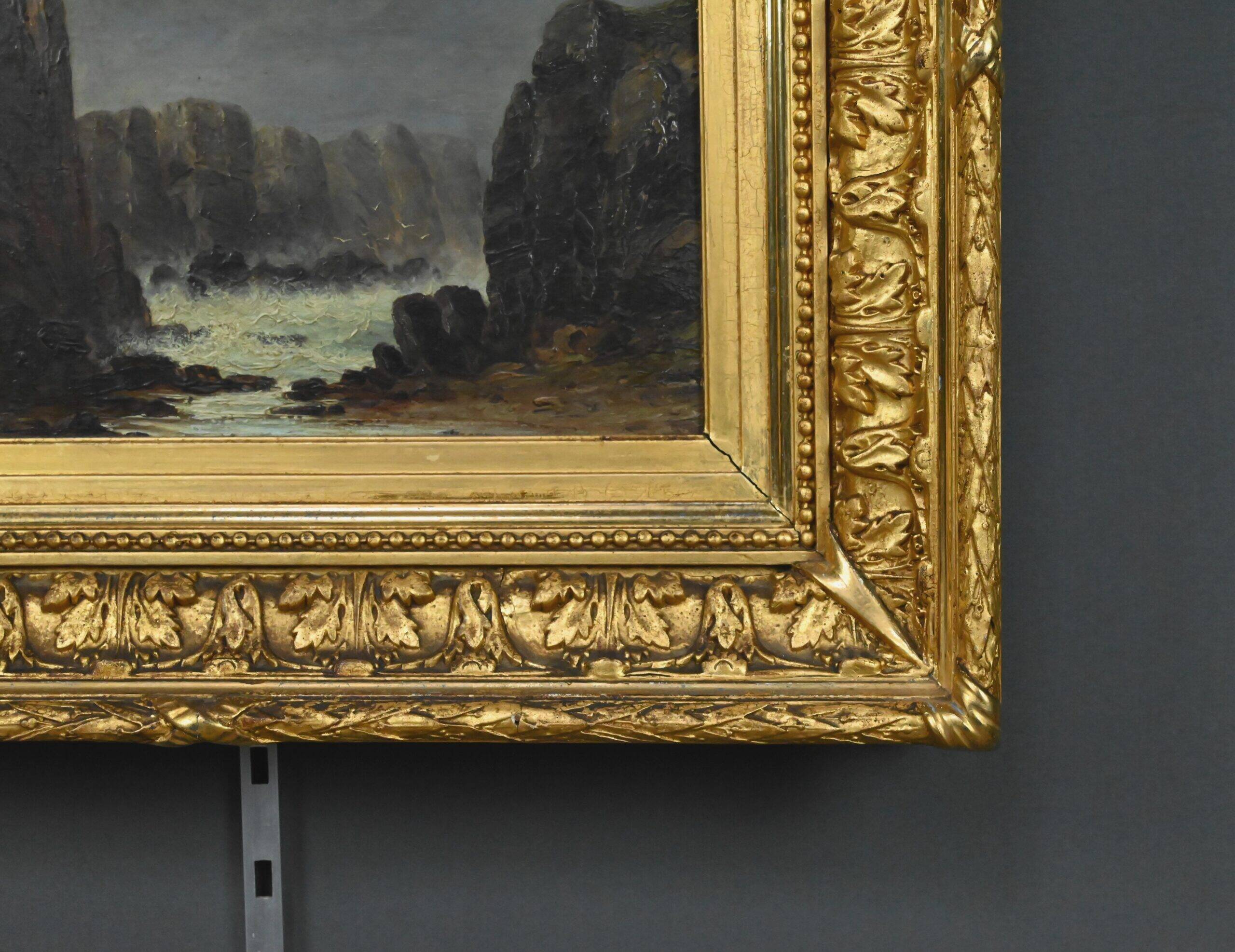 Painting "The Wild Coast of Belle-Île-en-Mer", French school of the 19th century.