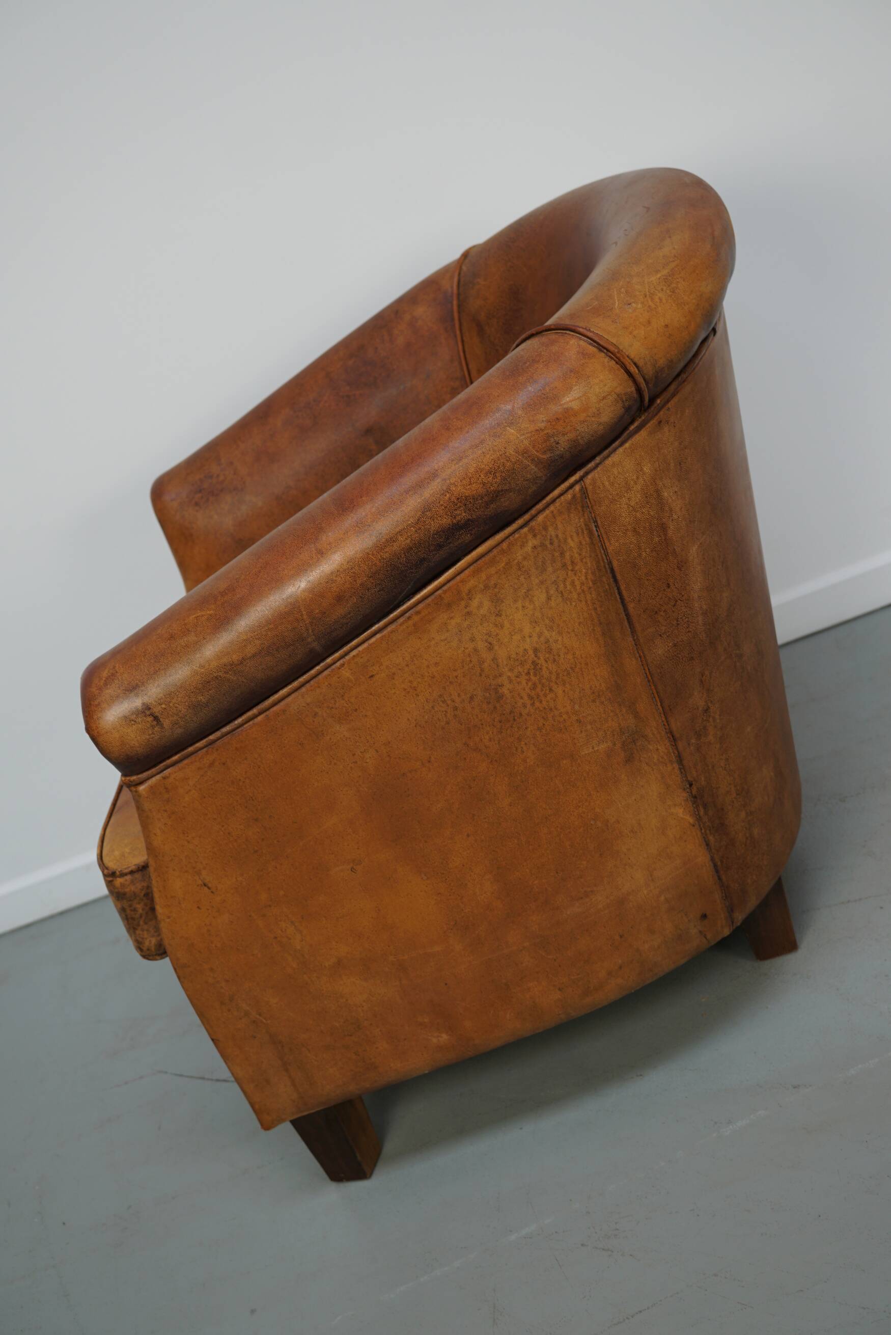 Vintage Dutch Club Chair in Cognac Leather
