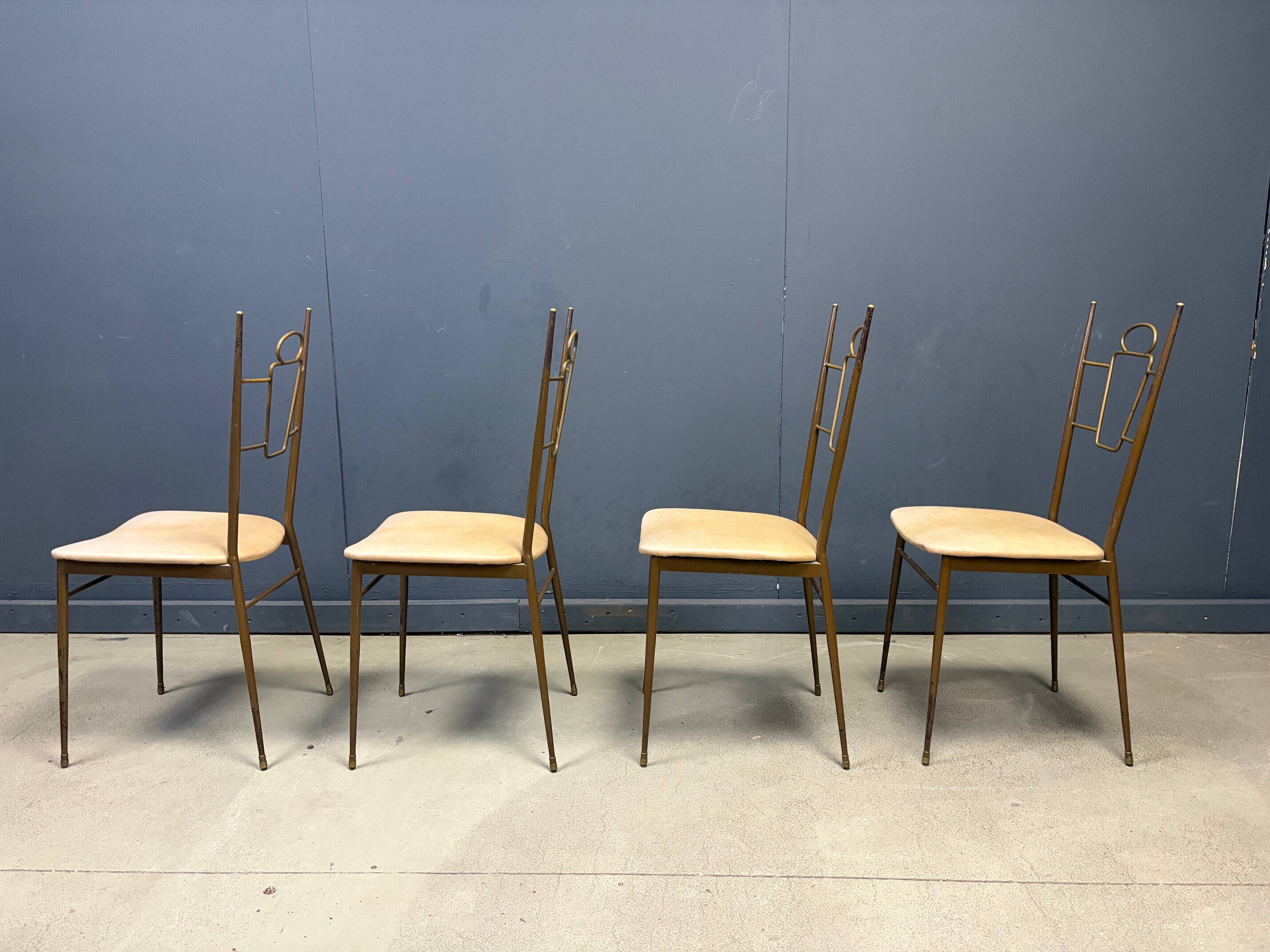 Mid-century Italian brass dining chairs, 1950s