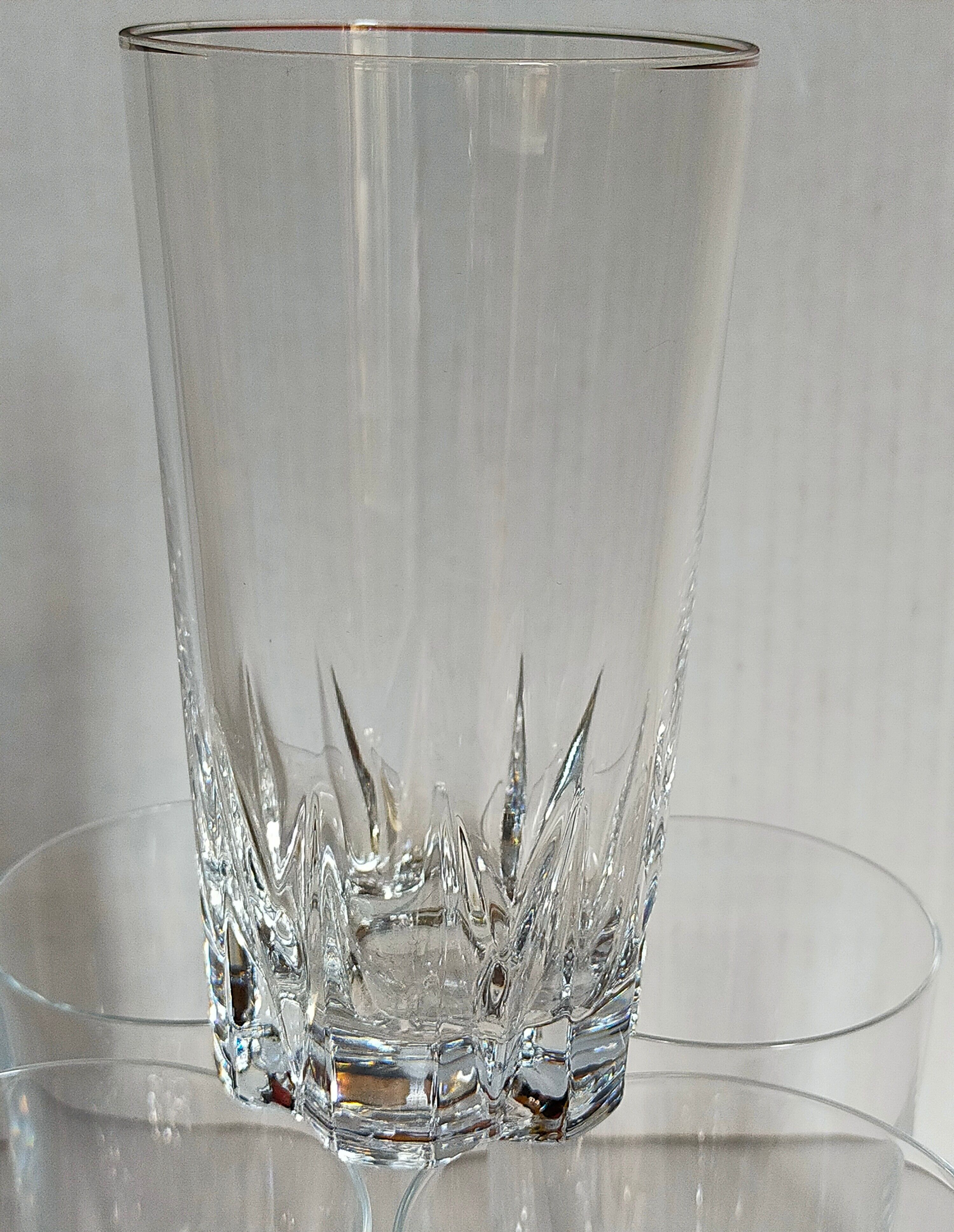 Six vintage crystal long drink juice glasses