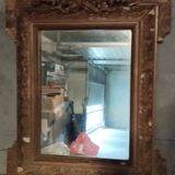 Old gilded mirror with pediment in faisseaux, Napoleon III