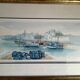 Watercolour by Christian Gaudin framed certificate Guérande fishing port marshes