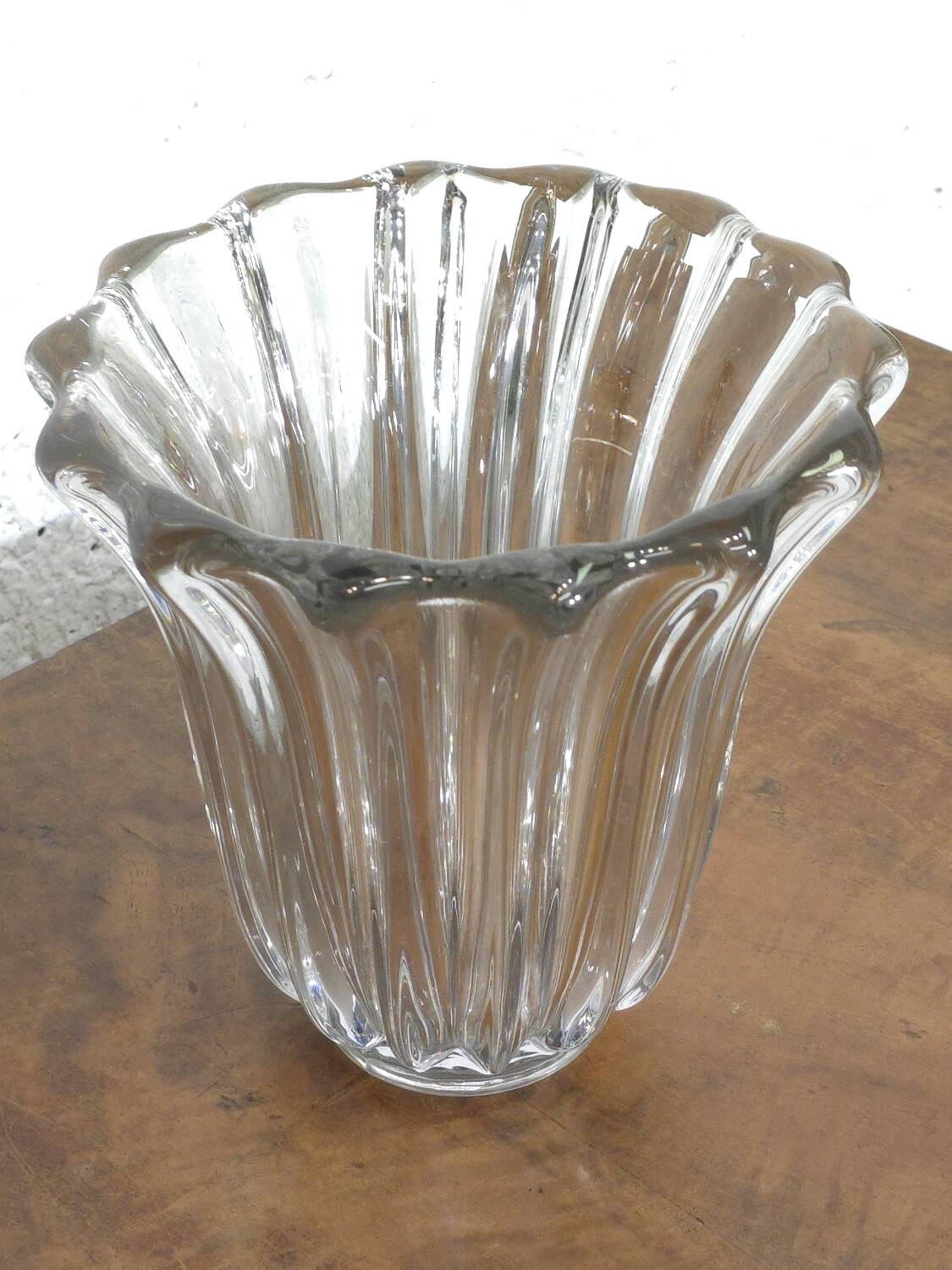 Molded crystal vase Pierre d'Avesn (Pierre Girre) 1940s