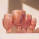 Frosted pink wine glasses hand-painted, set of 6