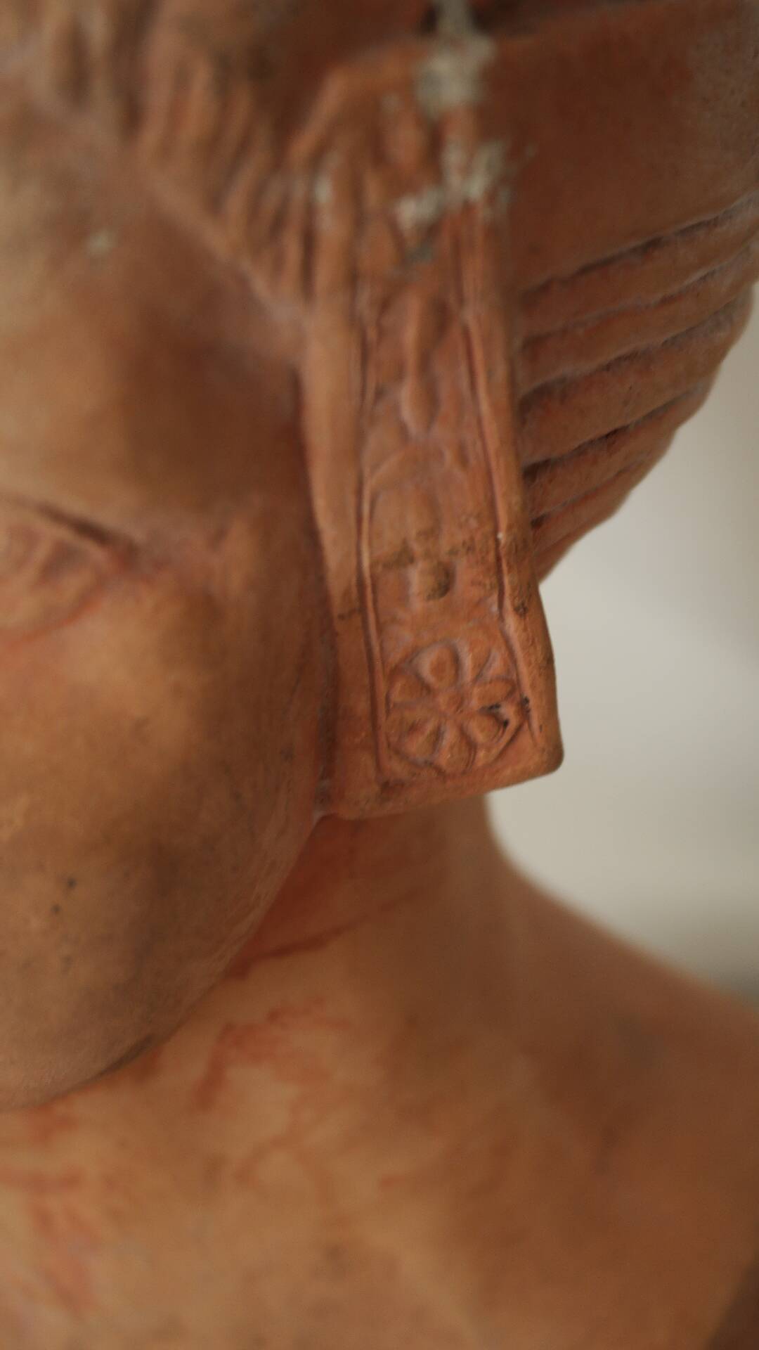 Ancient terracotta bust signed Beaulieu
