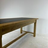 Oak farmhouse table, black top