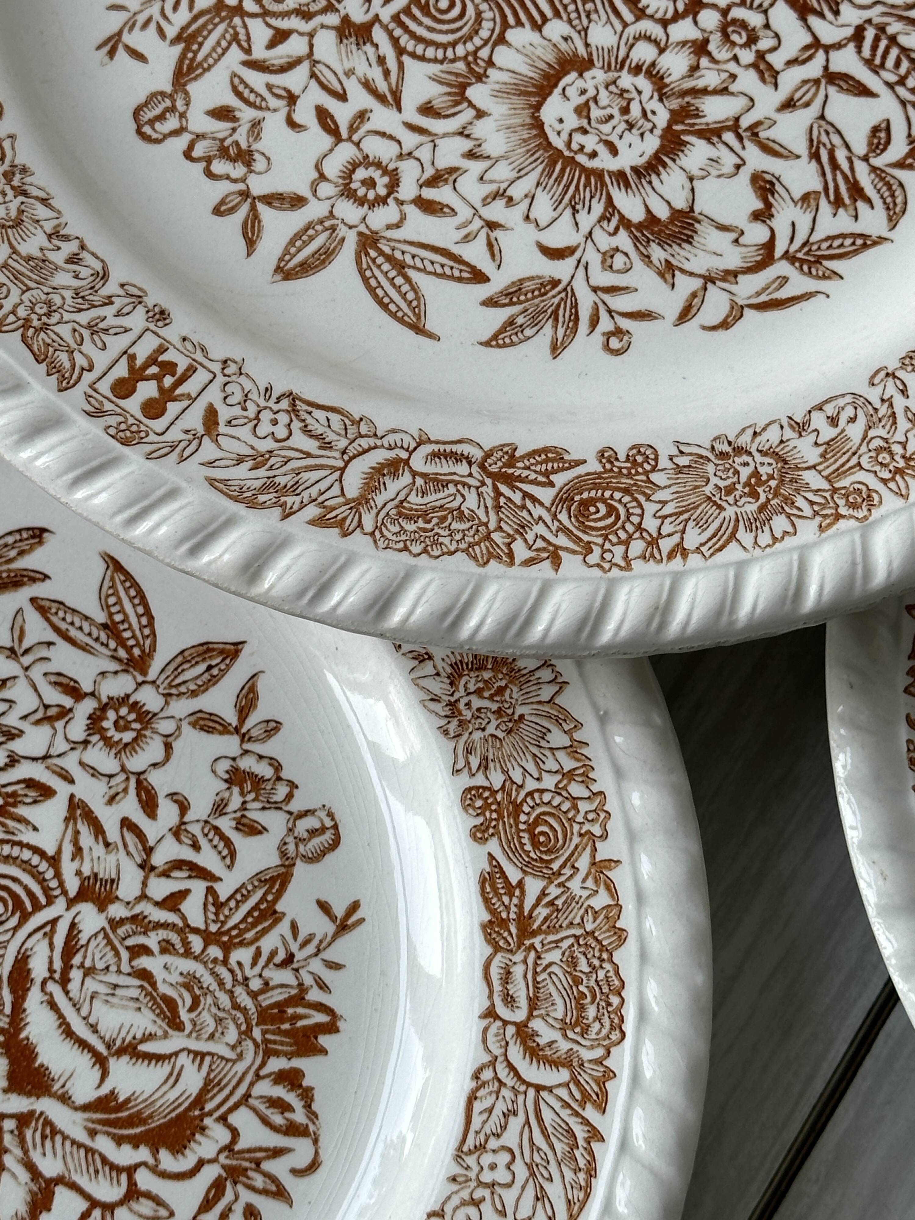 5 orange dessert plates.