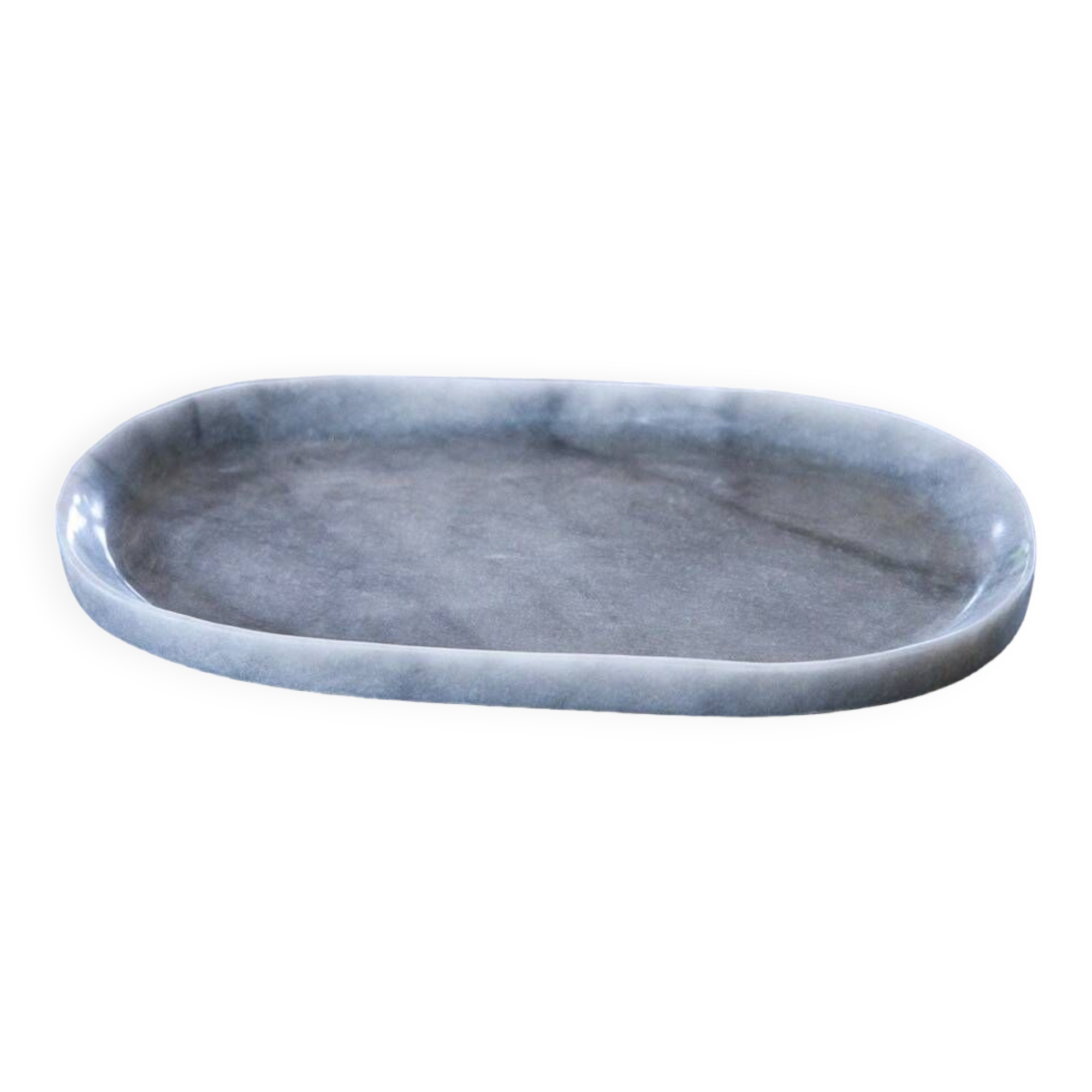 Plateau oval en marbre gris