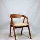 Vintage dining chairs oak wood yellow mellow Boho upholstery