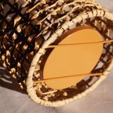 Wicker lantern / candle holder, metal frame