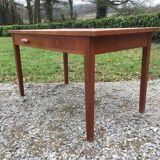 Table bureau vintage en chêne à 2 tiroirs (dit table bureau de fonctionnaire)