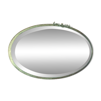 Oval beveled mirror with bronze frame - 19th century