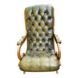 English Chesterfield olive green relax armchair