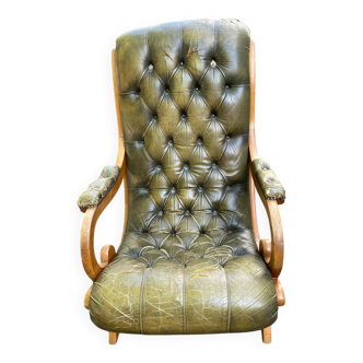Fauteuil relax anglas Chesterfield vert olive