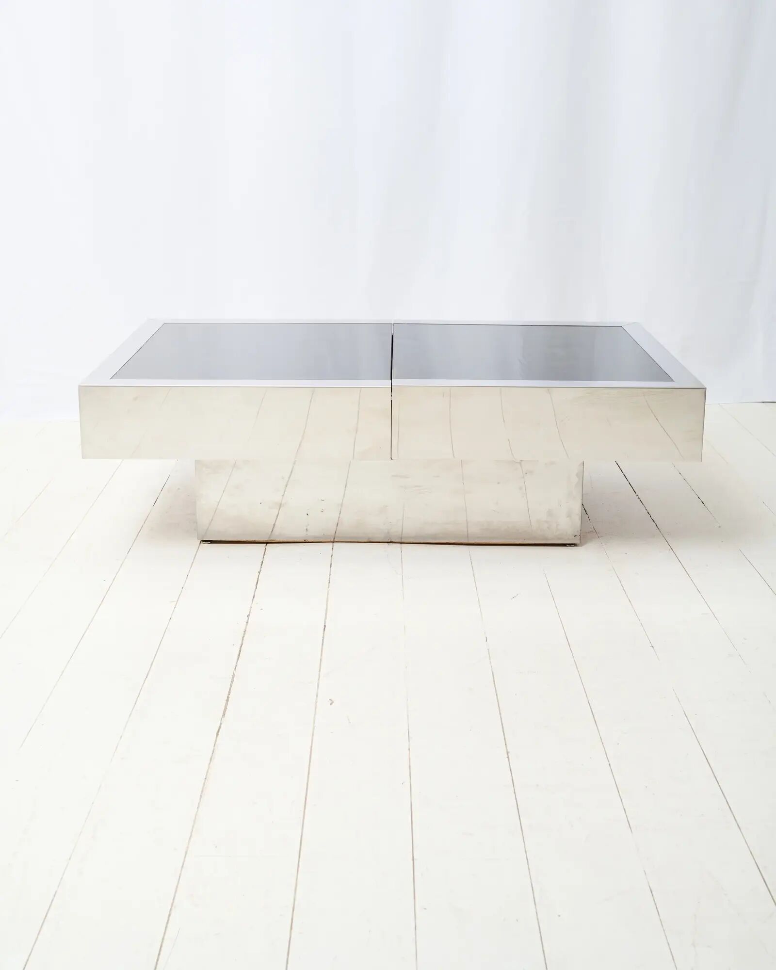 Black and chrome bar coffee table, Willy Rizzo, Cidue, 1970s