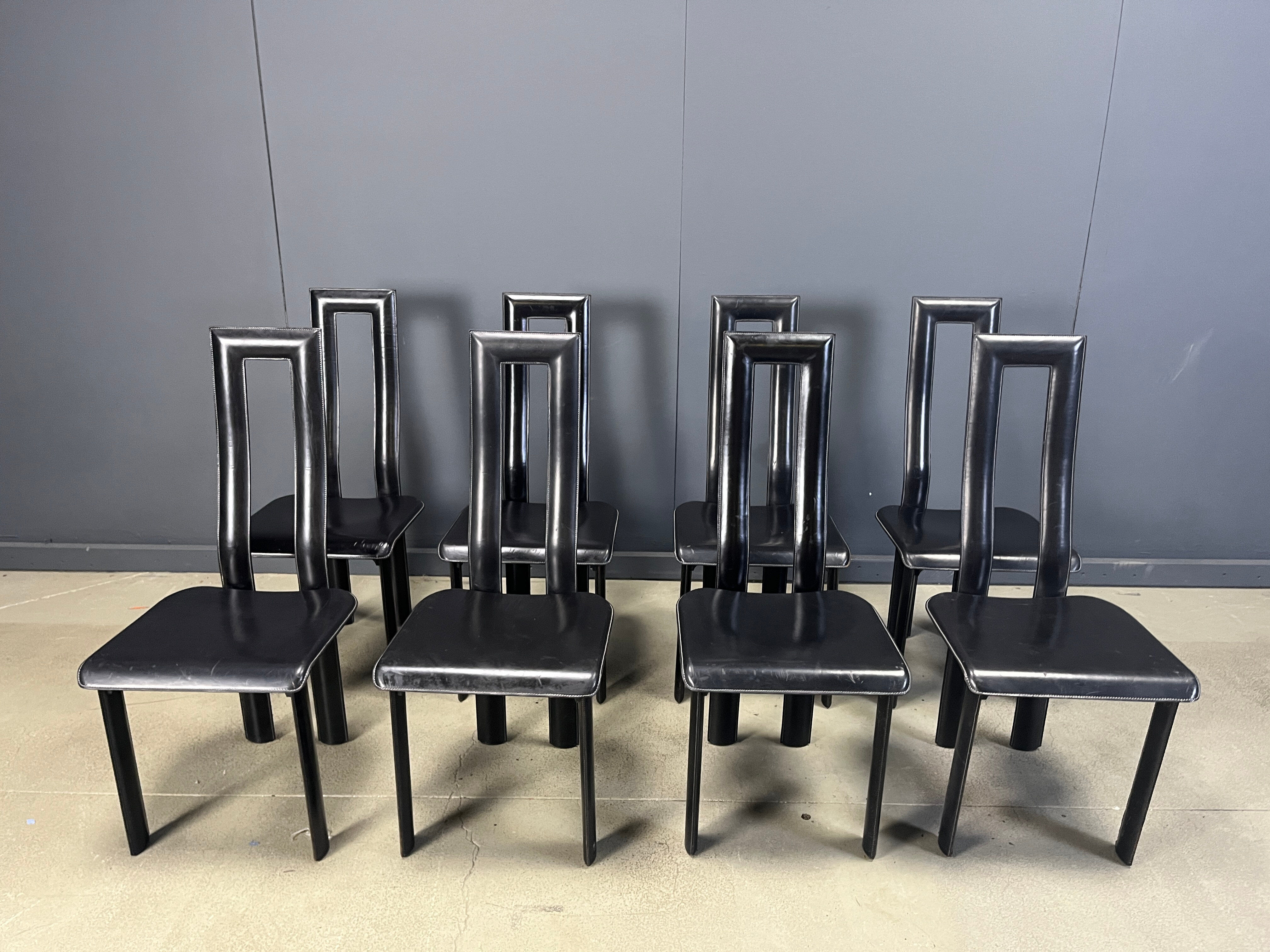 Italian Model Regia Dining Chairs by Antonello Mosca for Ycami, 1980s, Set of 8