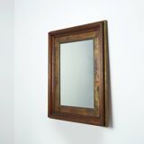 Wooden Mirror with Copper Details, Belgium 1970s