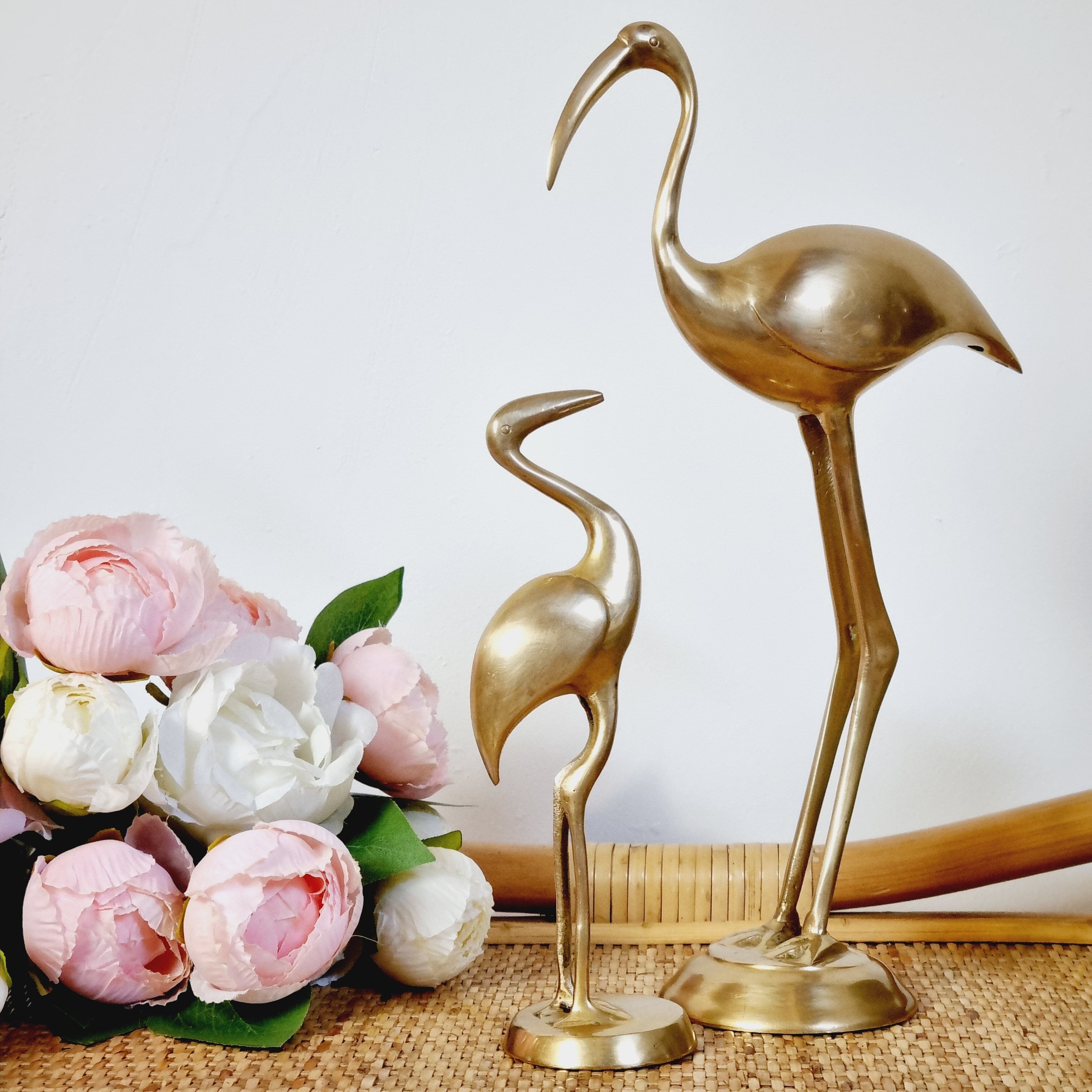 2 ibis in golden brass