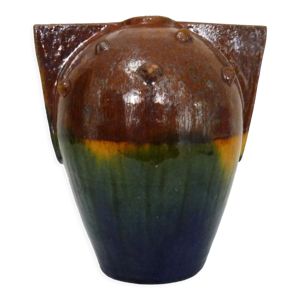 Vase en grès flammé à oreille