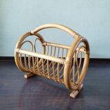 70s bamboo magazine holder