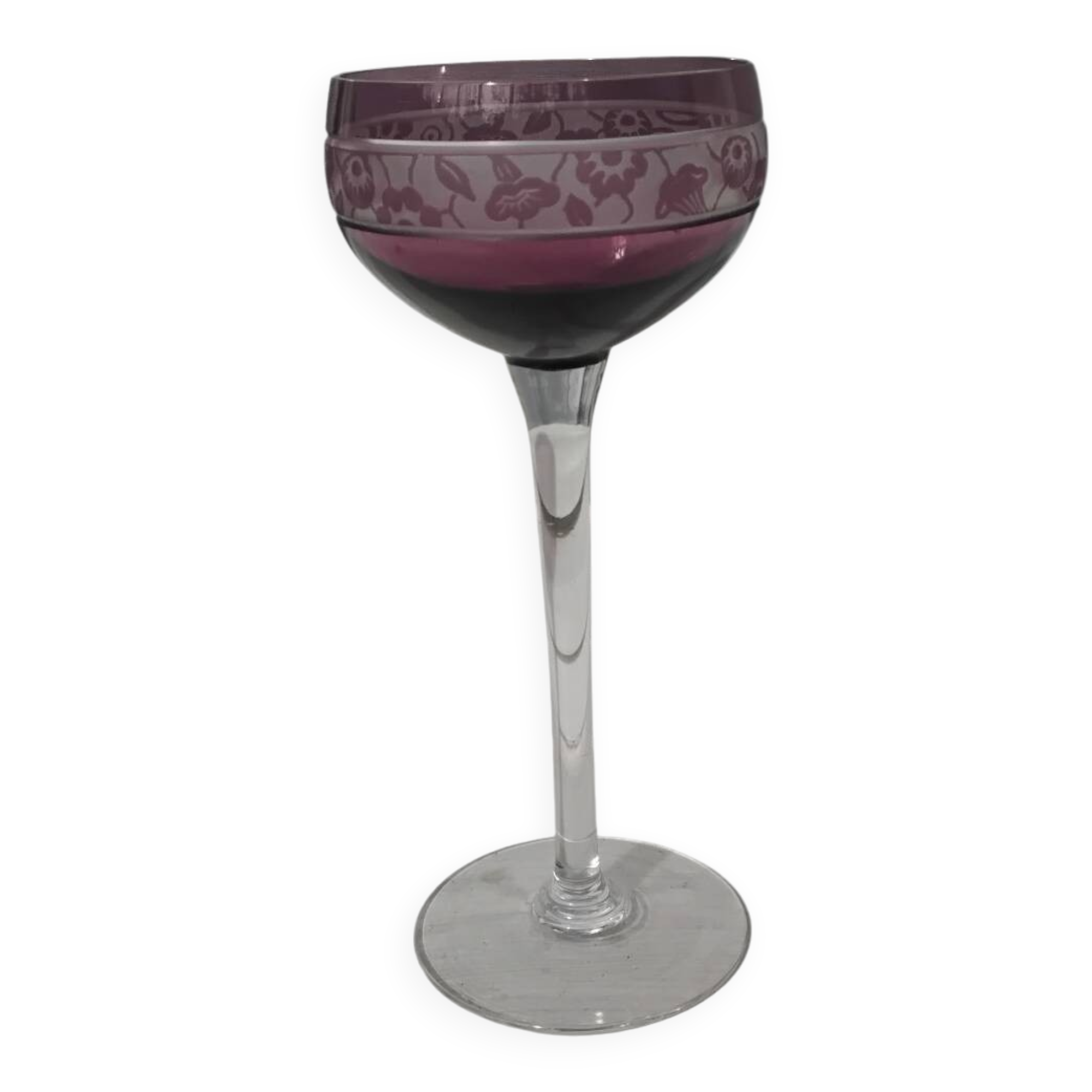 Verre à vin 14cl cristal de Nancy Houillon doublé améthyste art deco