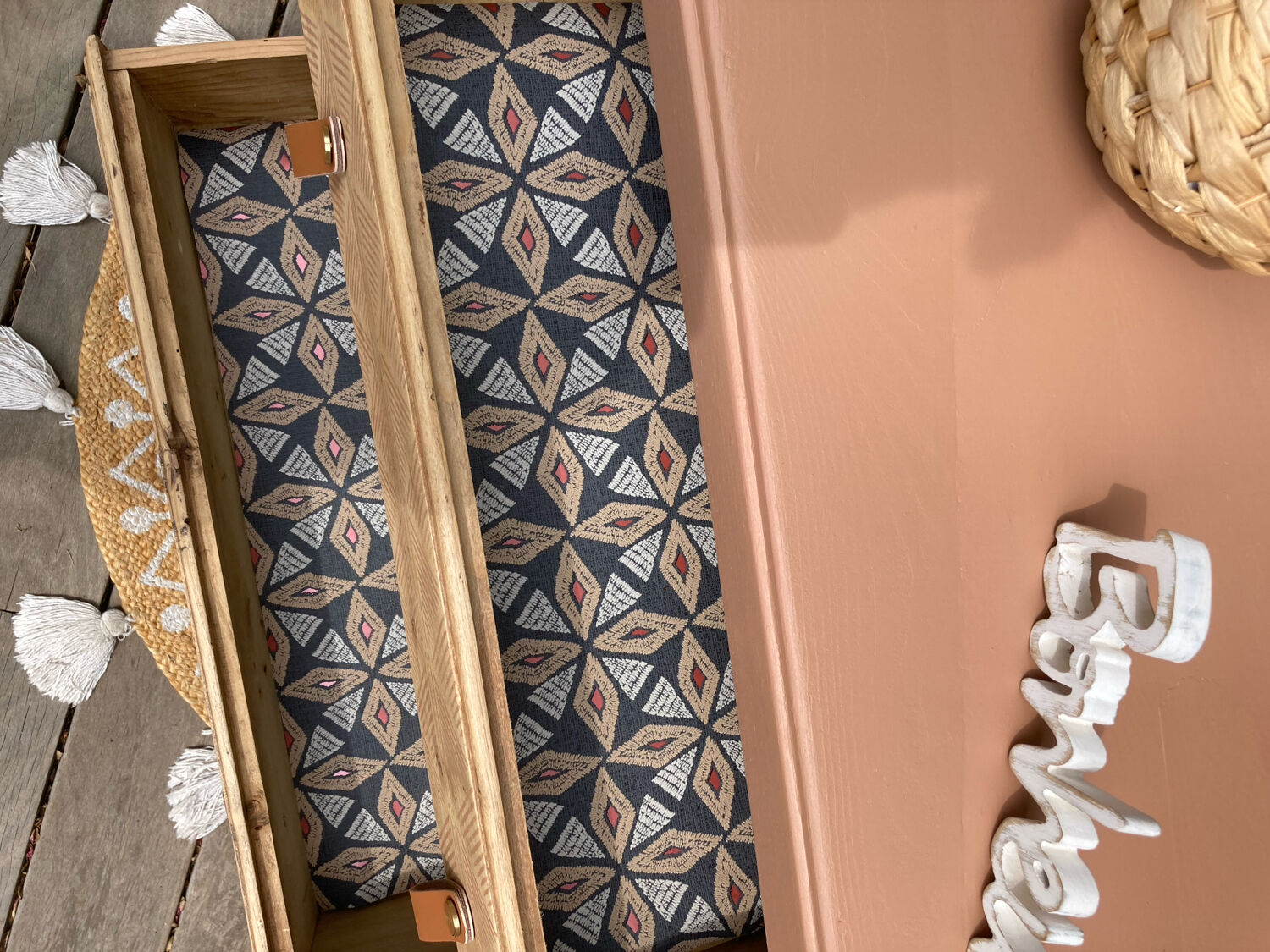 Commode Art Déco pied moustache / terracotta bohème