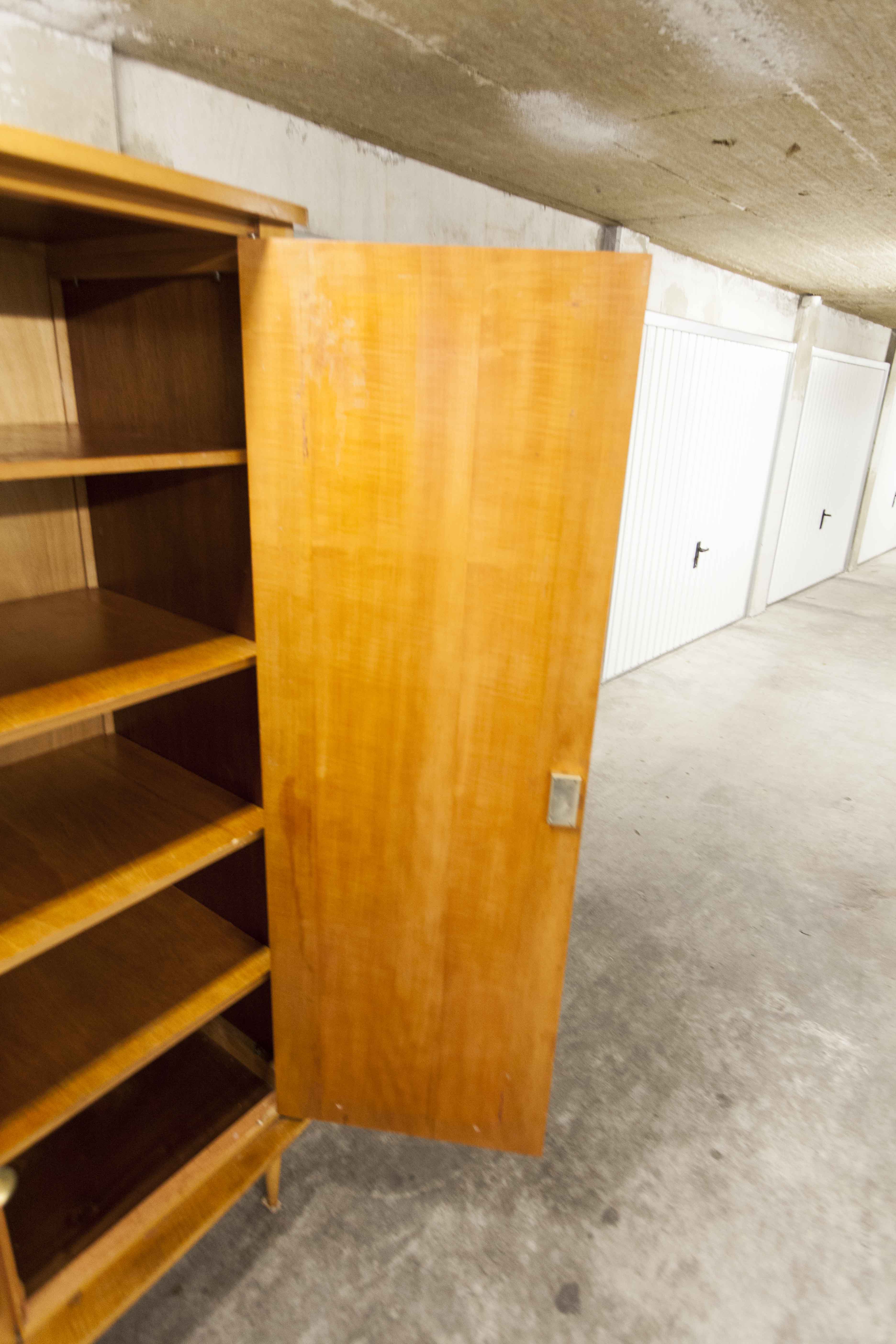 Scandinavian wardrobe 1960 honey color 4 doors L 205 cm