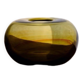 Vase boule en verre soufflé par Claude Morin, Dieulefit France 1979