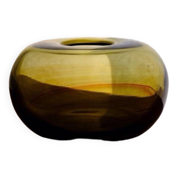Vase boule en verre soufflé par Claude Morin, Dieulefit France 1979