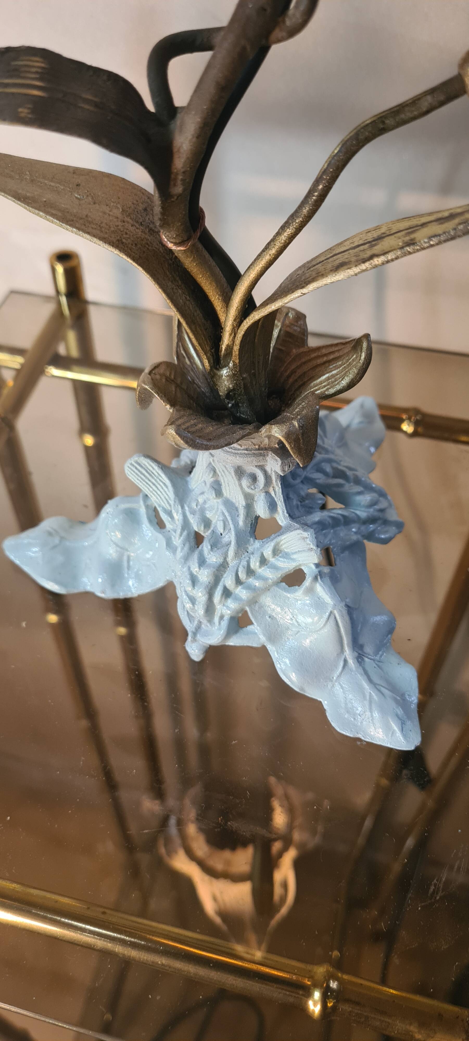 brass and pewter floral lamp 1900 art nouveau murano tulip 37x16